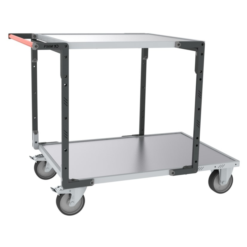 Servante montée 2 plateaux tôle galva + roues TPE 400 kg - FIMM - 886732441