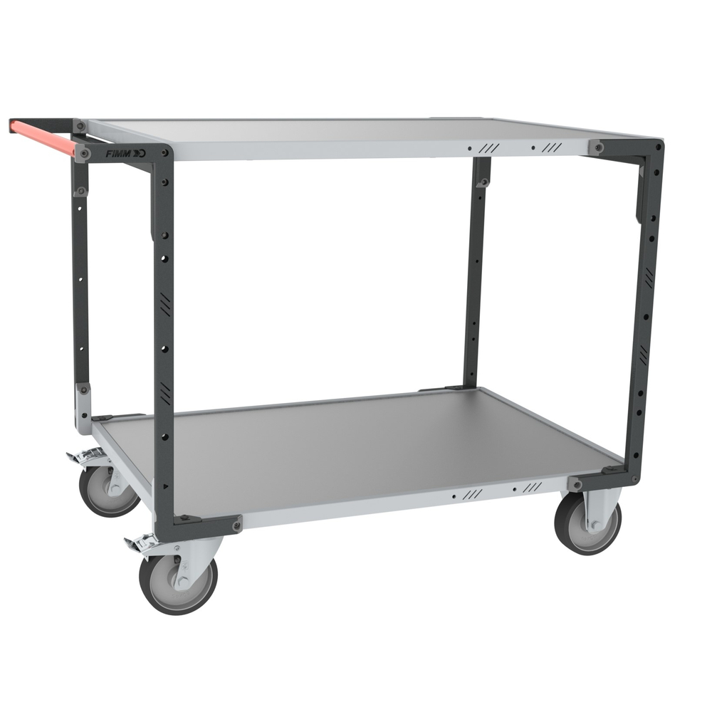 Servante montée 2 plateaux tôle 1200x800 mm roues TPE 400 kg - FIMM - 886732442