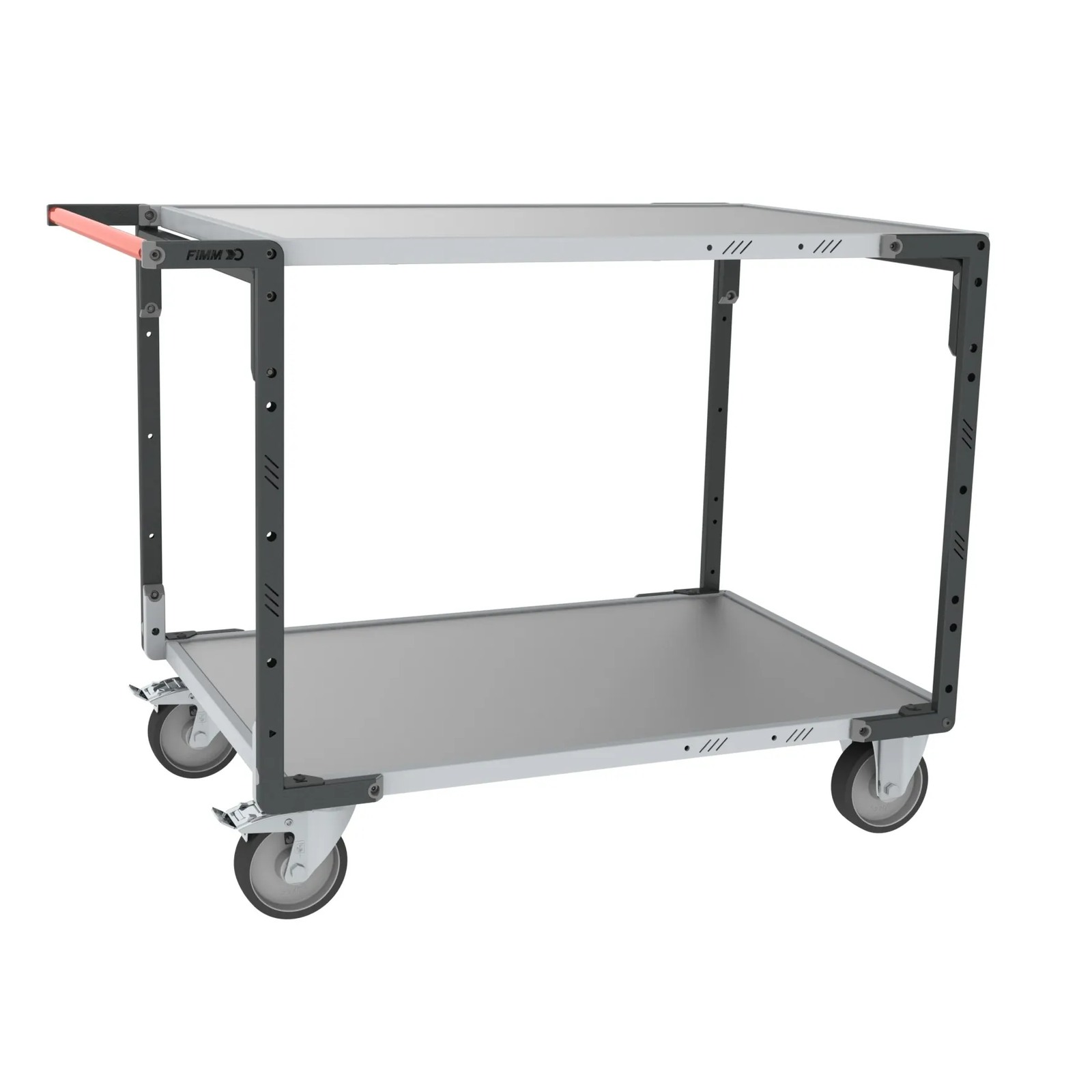 Servante montée 2 plateaux tôle 1200x800 mm roues TPE 400 kg - FIMM - 886732442