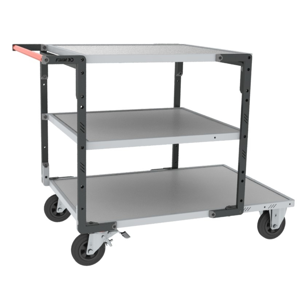 Servante montée 3 plateaux tôle galva + roues TPE 400 kg - FIMM - 886732443