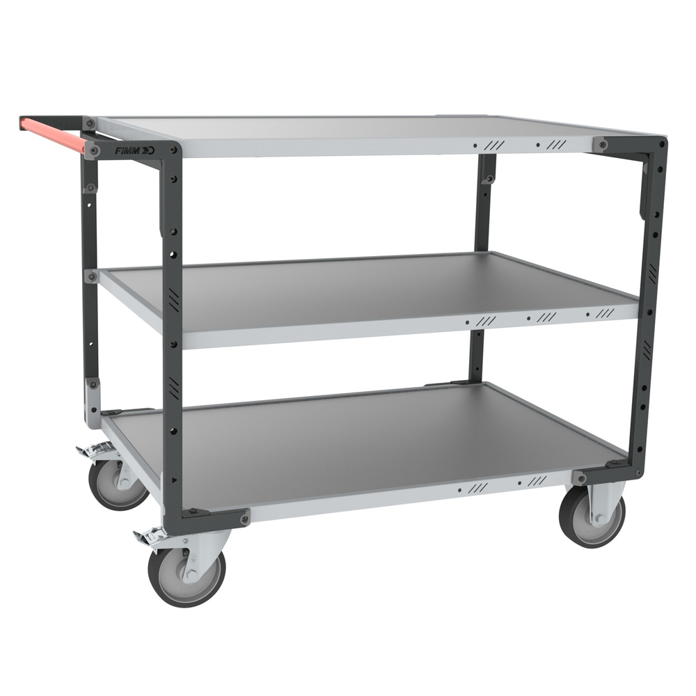 Servante montée 3 plateaux tôle 1200x800 mm roues TPE 400 kg - FIMM - 886732444