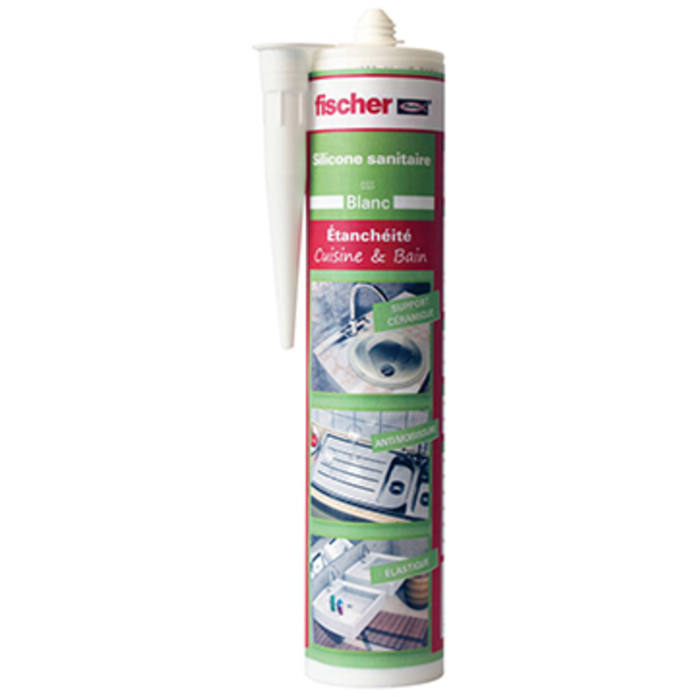 Mastic sanitaire DSS blanc avec fongicides FISCHER - 53398