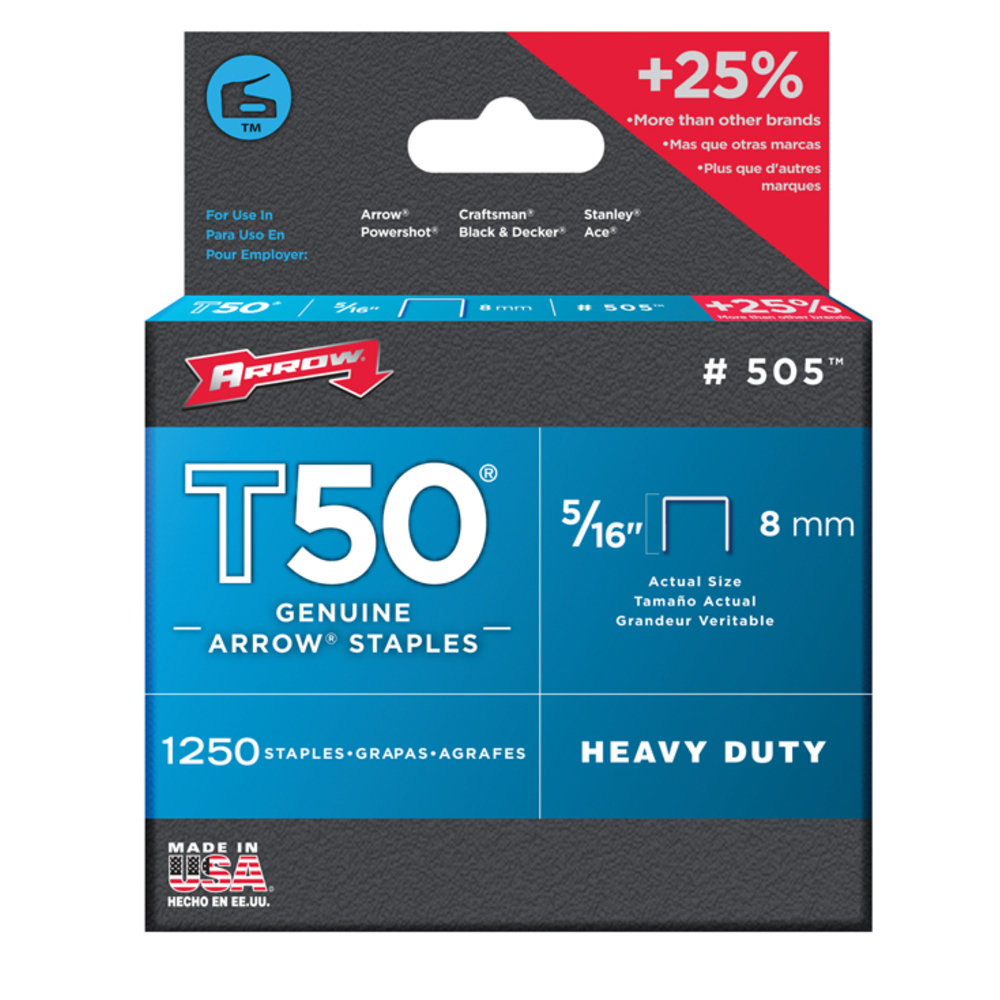Agrafes T50 - 8mm - bte de 1250 VINMER - 031002