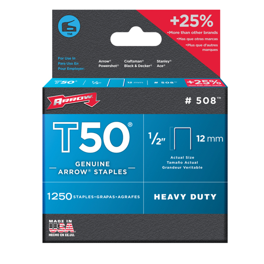 Agrafes T50 - 12mm - bte de 1250 VINMER - 031004