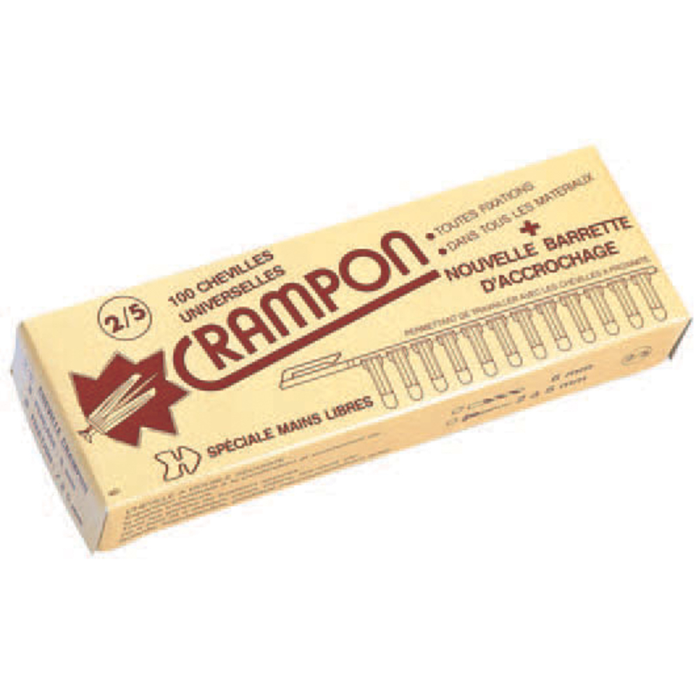 Boîte de 100 chevilles Crampon 2/5 avec collerette VINMER - 133104