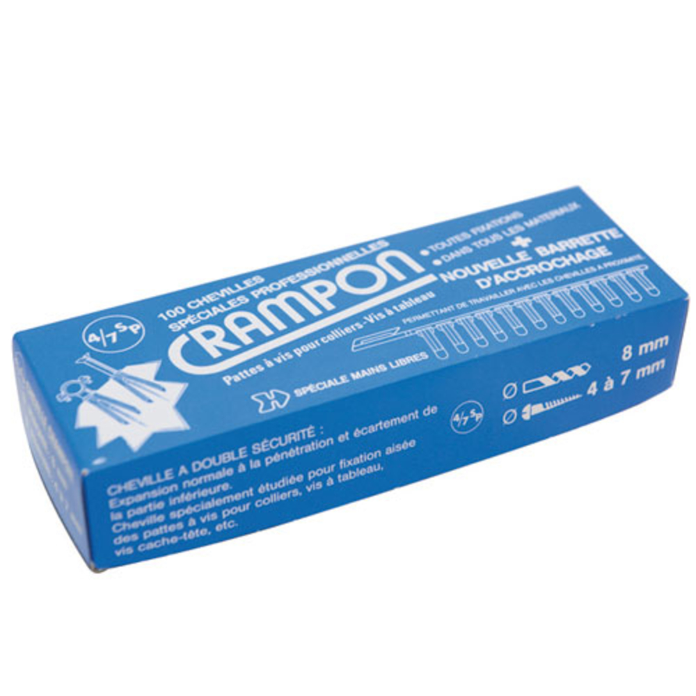 Boîte de 100 chevilles Crampon 4/7 SP avec collerette VINMER - 133106