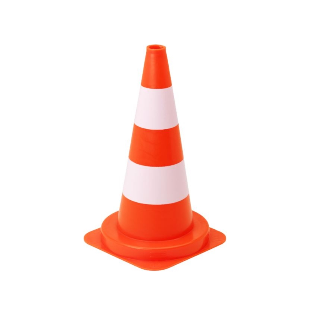 Cône de chantier 50cm Plastique EVA orange - 2 bandes peinture blanche VINMER - 141115