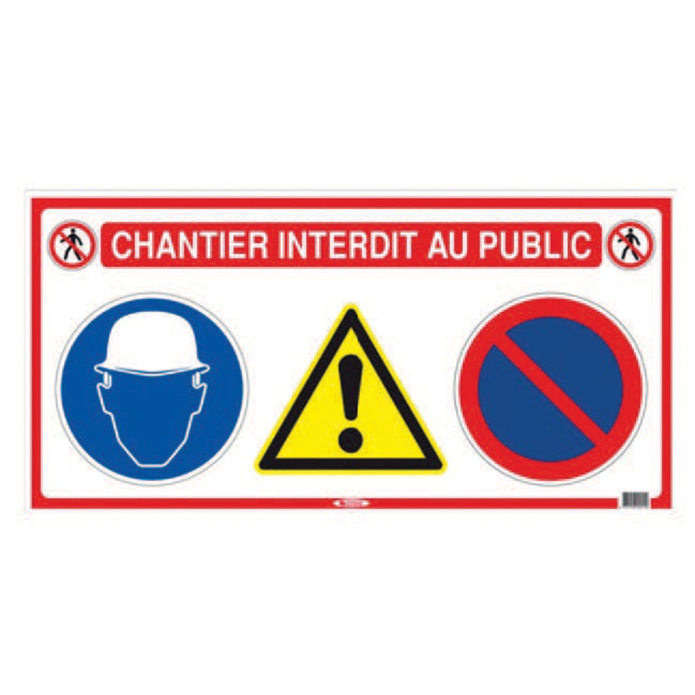 Panneau Chantier interdit au public 5 en 1 PP alvéolaire 800x400 VINMER - 384003
