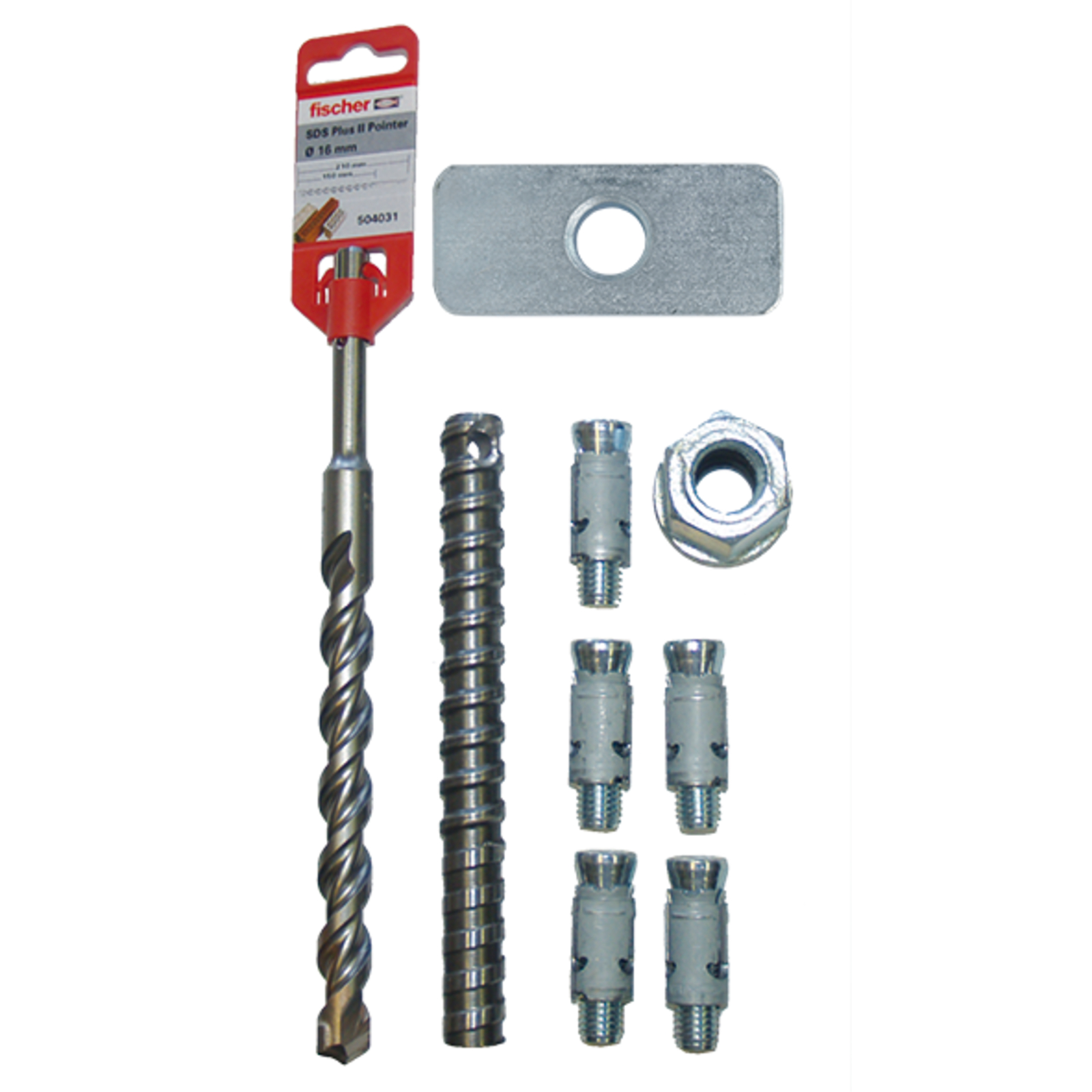 Set fixation écrou 6 pans SDS 16 mm tige 160 mm 5 chevilles GOLZ - 02956001017