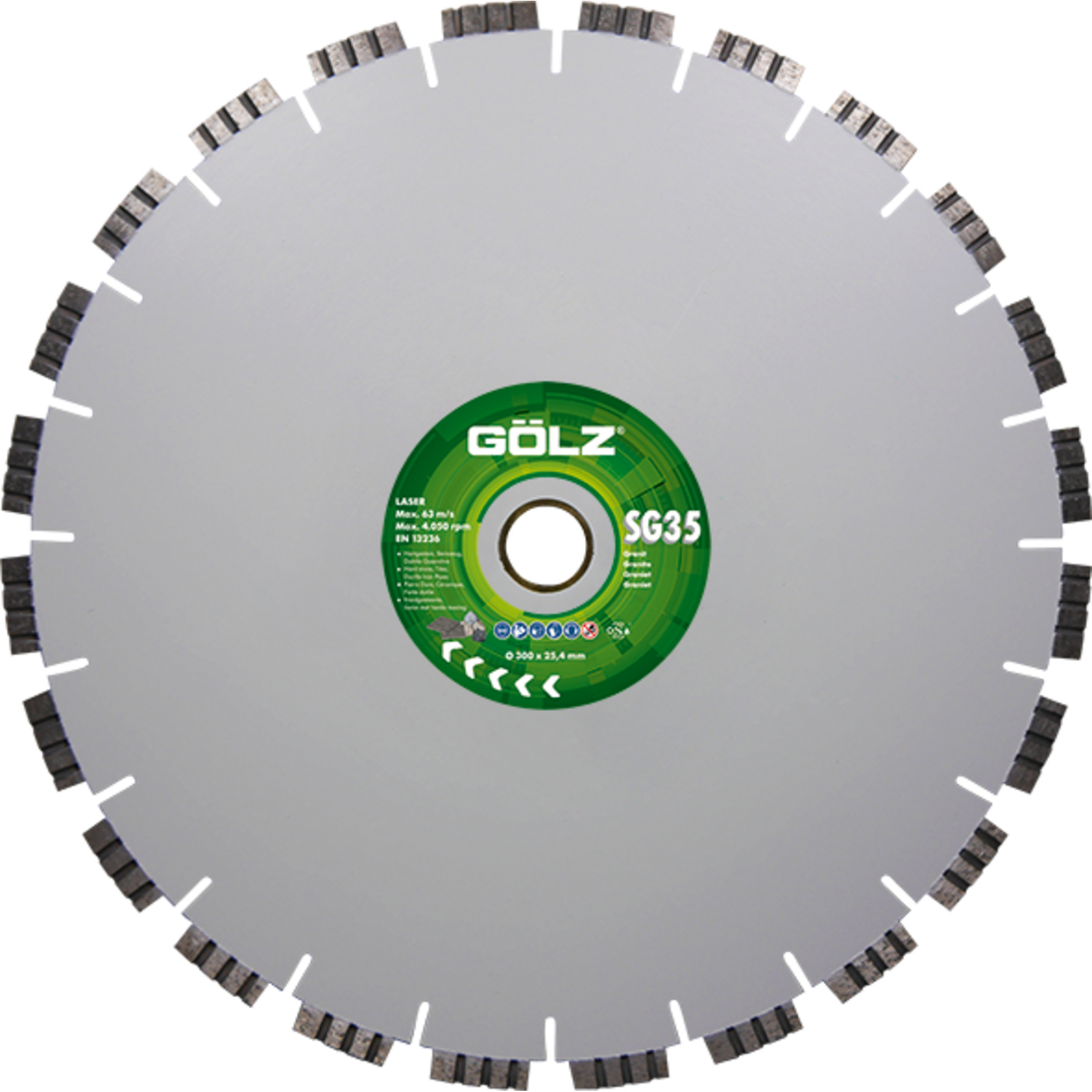 Disque diamant granit turbo 450 mm alésage 30/25,4 mm segments 10 mm SG-35 GOLZ - 03963270450