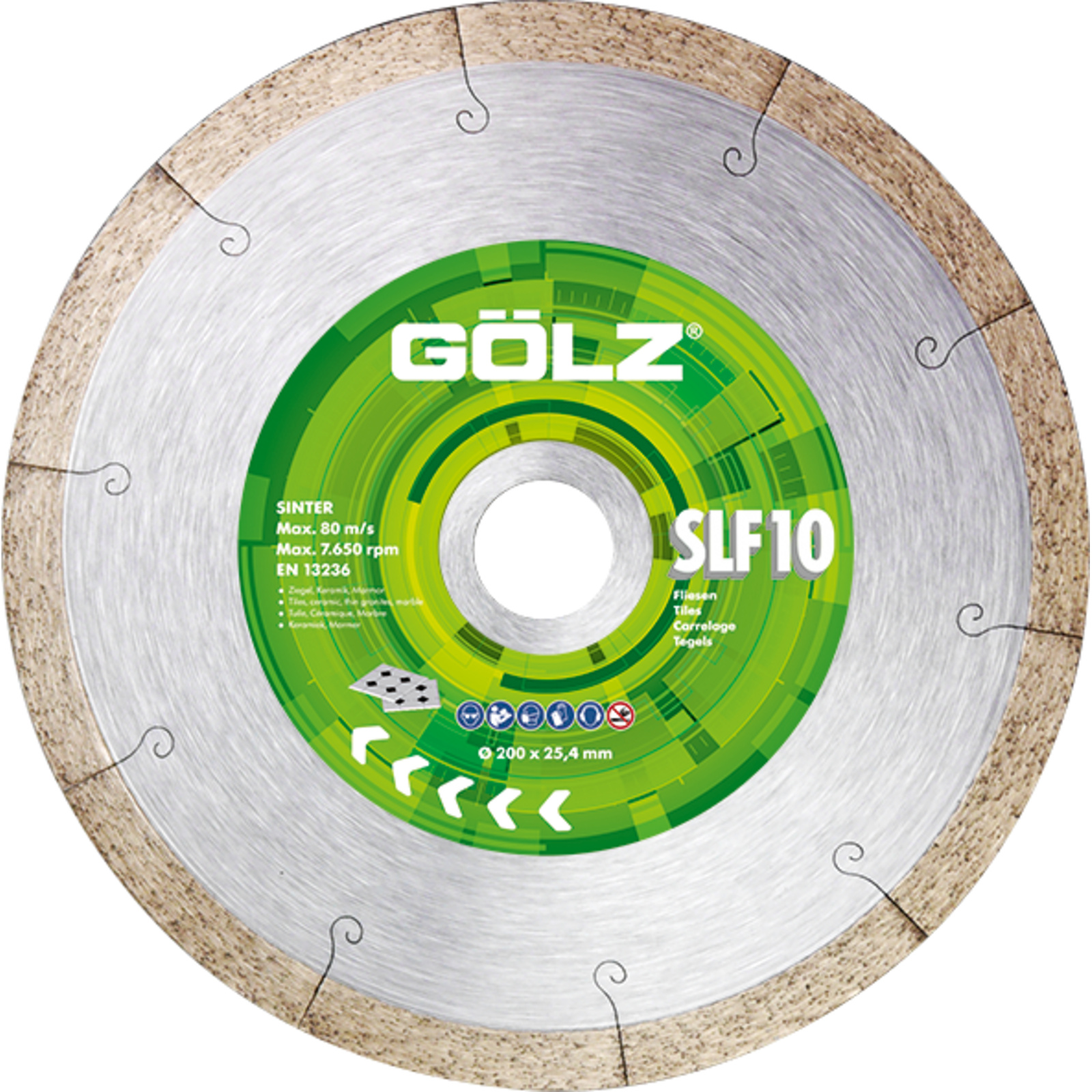 Disque diamant carrelage faïence 125 mm 22,2 mm 10 mm SLF10 GOLZ - 04973080125