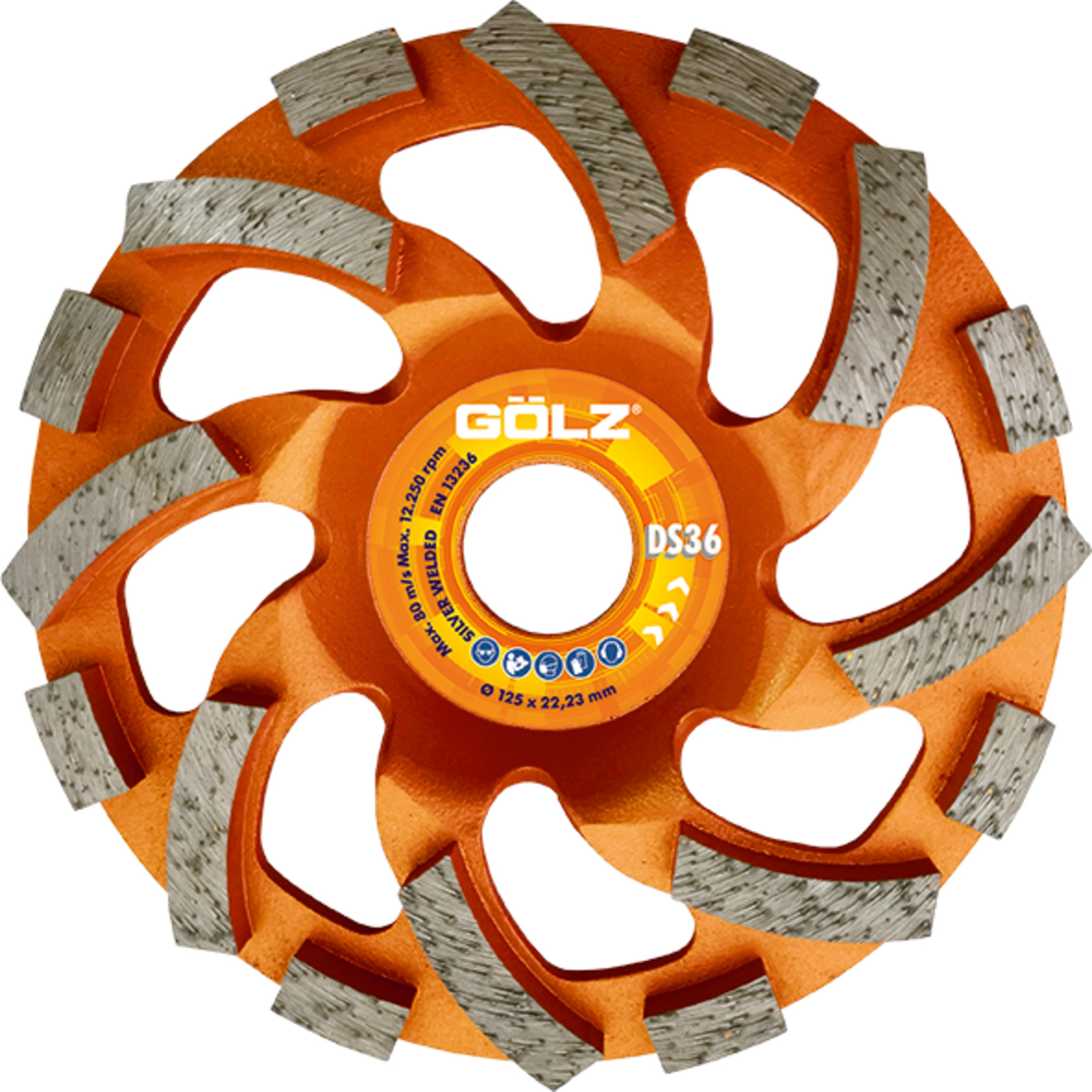 Disque diamant turbo 150 mm alésage 22,23 mm DS36 GOLZ - 04973360150