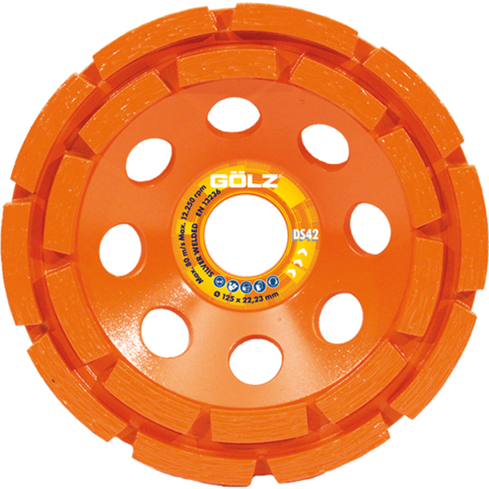Disque diamant béton 125 mm alésage 22,23 mm double segment GOLZ - 04973420125