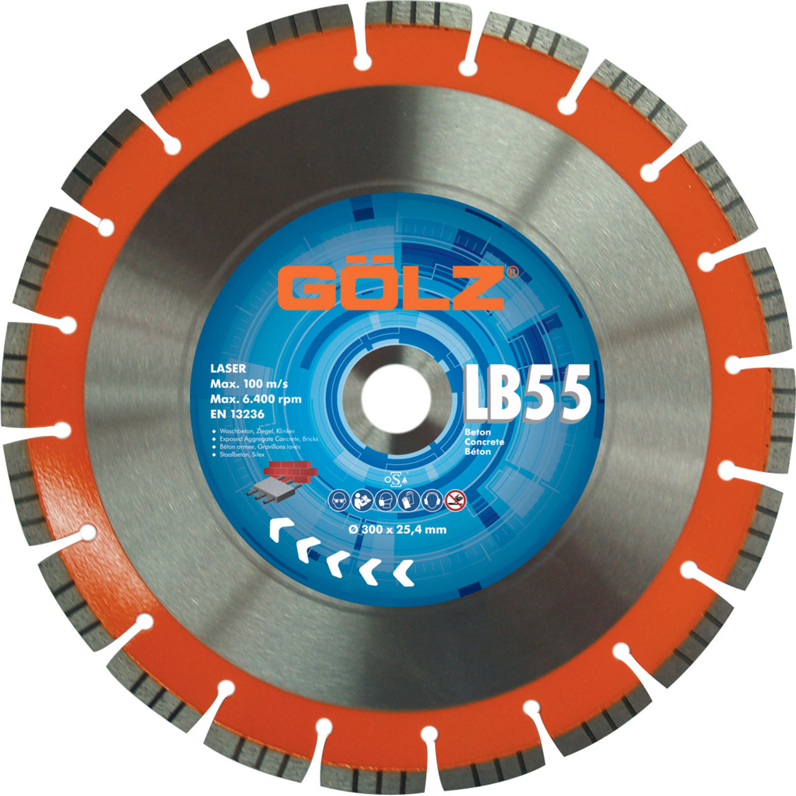Disque diamant béton LB55 ø400 mm alésage 25,4 mm segments 10 mm LB-55 GOLZ - 04978550401