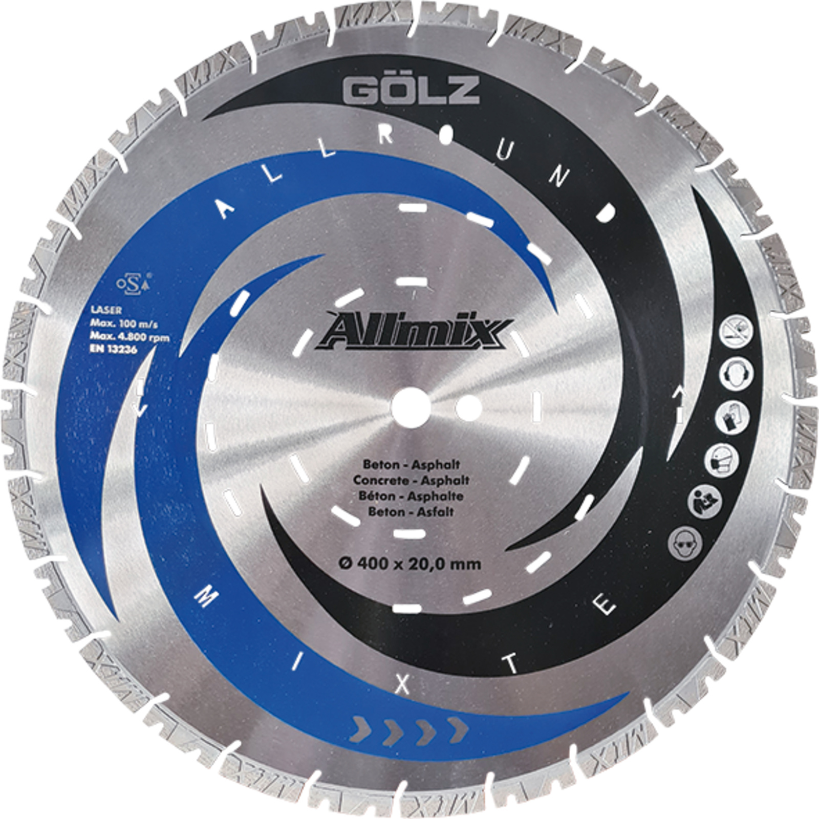 Disque diamant mixte 300 mm alésage 25,4 mm segments 10 mm ALLMIX GOLZ - 04978700301