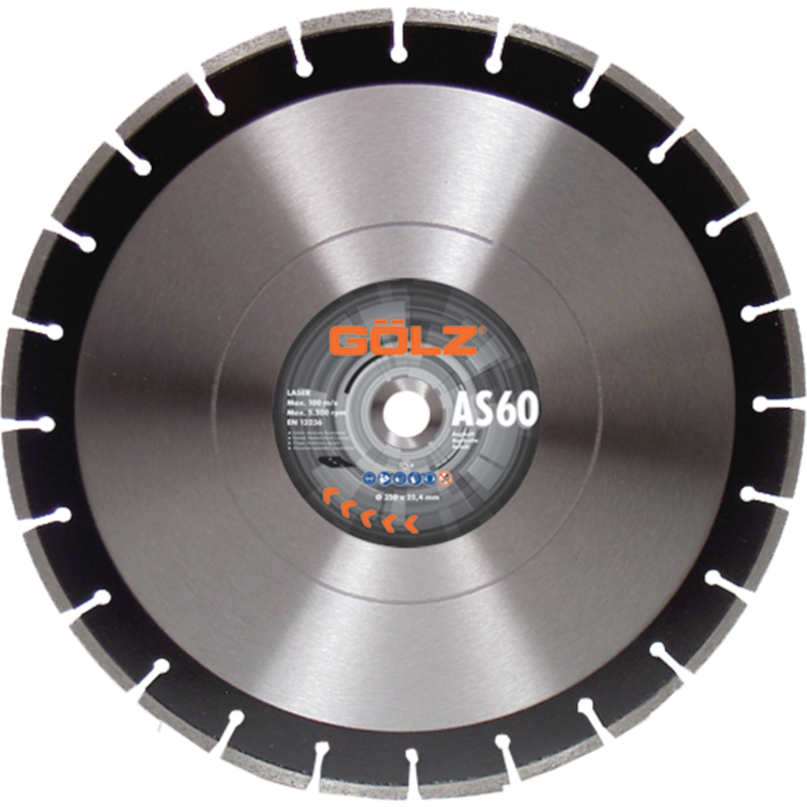 Disque diamant asphalte 450 mm alésage 25,4 mm segments 10 mm AS-60 GOLZ - AS60451