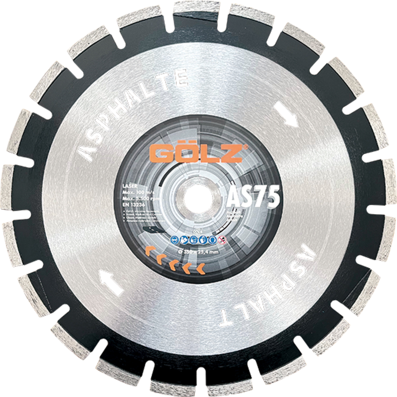 Disque diamant asphalte 600 mm alésage 25,4 mm segments 10 mm AS-75 GOLZ - AS75601