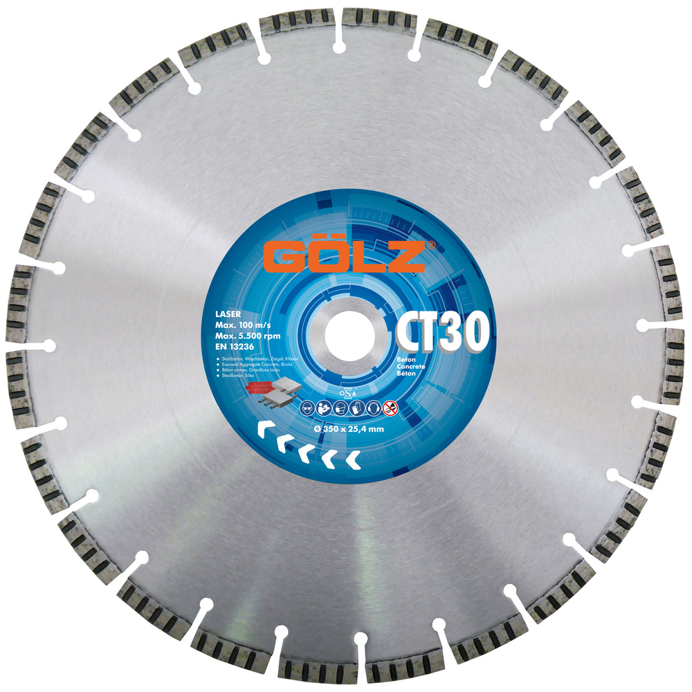 Disque diamant pour béton CT-30 D350 mm GOLZ - CT30351F