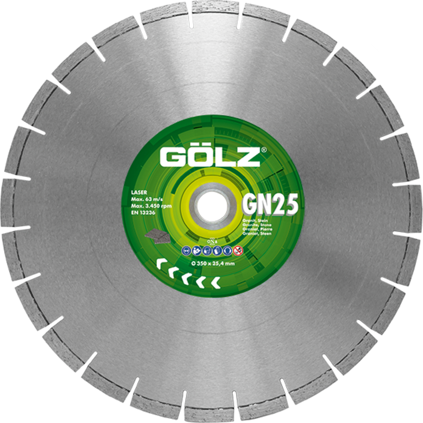 Disque diamant granit 400 mm alésage 30/25,4 mm segments 10 mm GN-25 GOLZ - GN25400