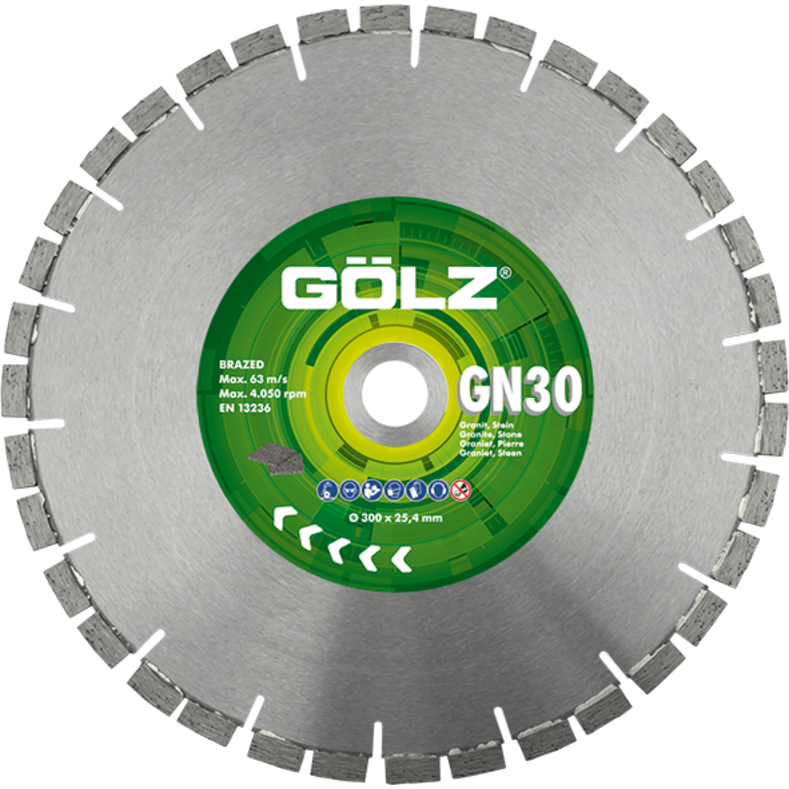 Disque diamant granit 600 mm alésage 60 mm segments 10 mm GN-30 GOLZ - GN30600