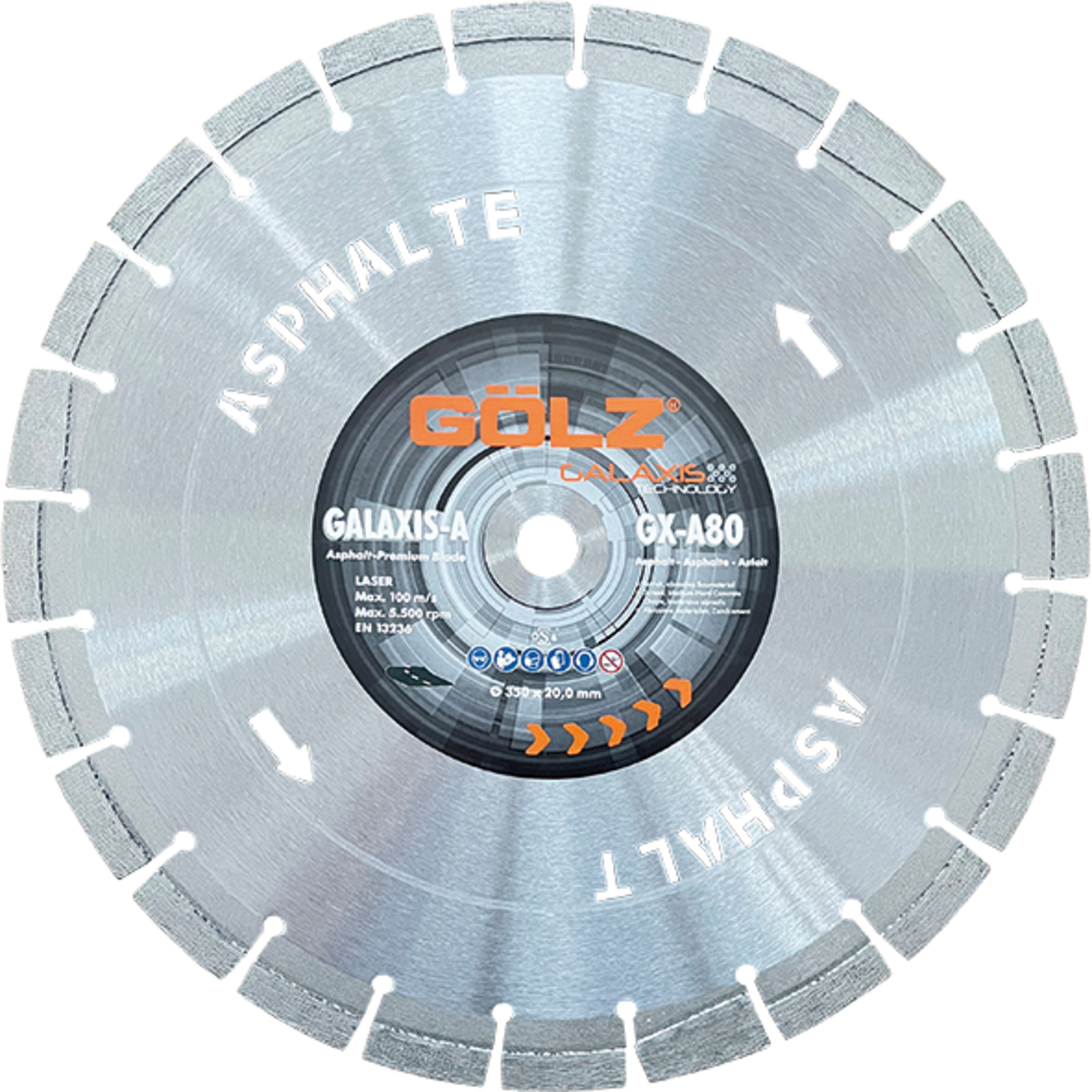 Disque diamant asphalte 600 mm alésage 25,4 mm 12 mm segments GX-A80 GOLZ - GX-A80601