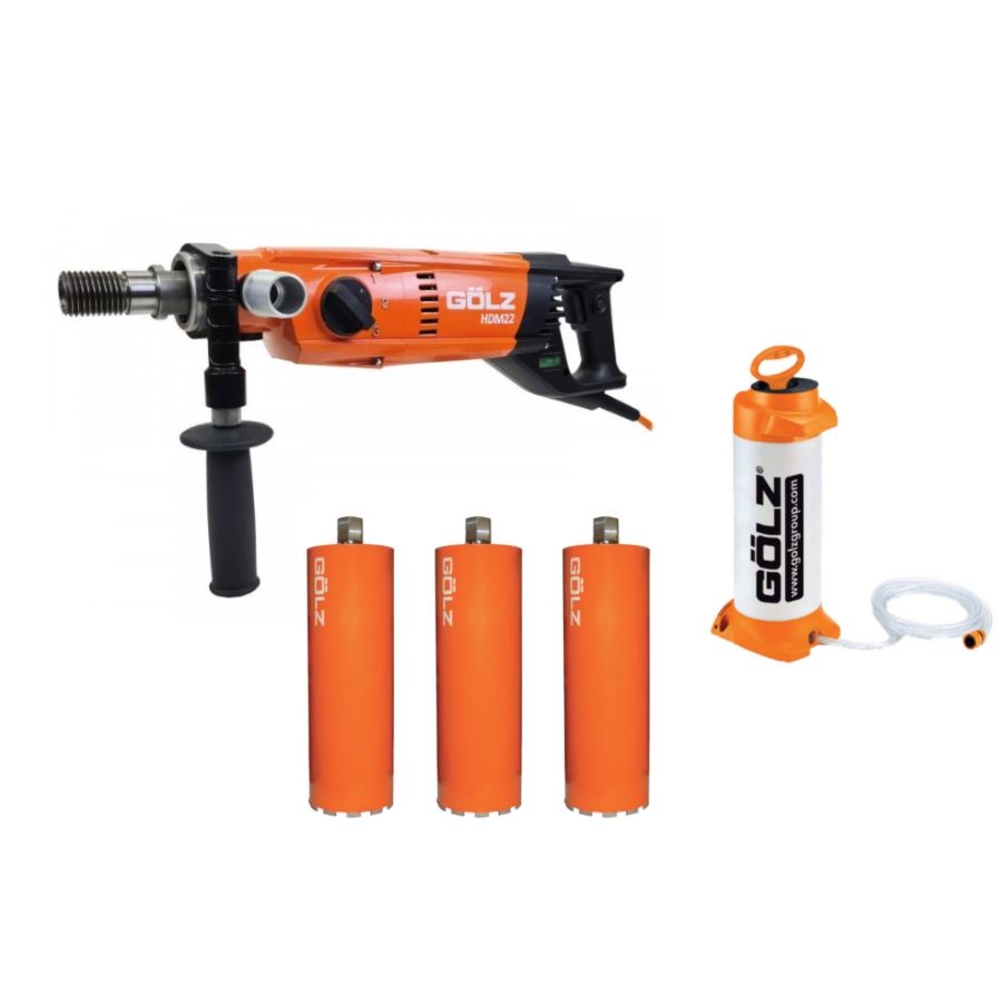 Carotteuse portable GOLZ 2200W HDM22 avec 3 couronnes + pulvé HDM22