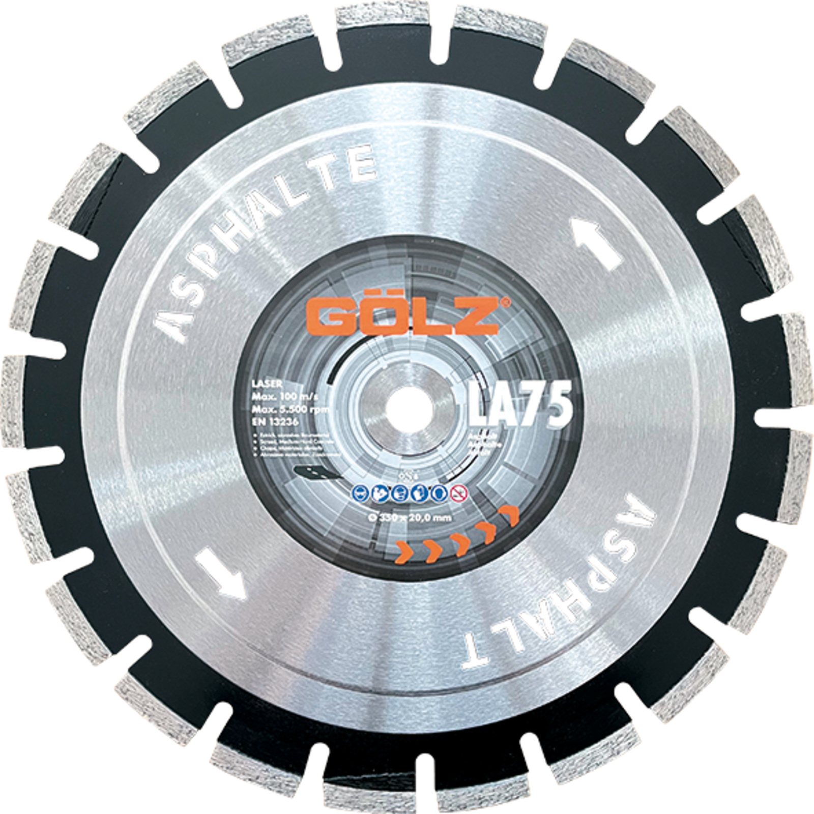 Disque diamant asphalte 350 mm alésage 25,4 mm segments 10 mm LA75 GOLZ - LA75351