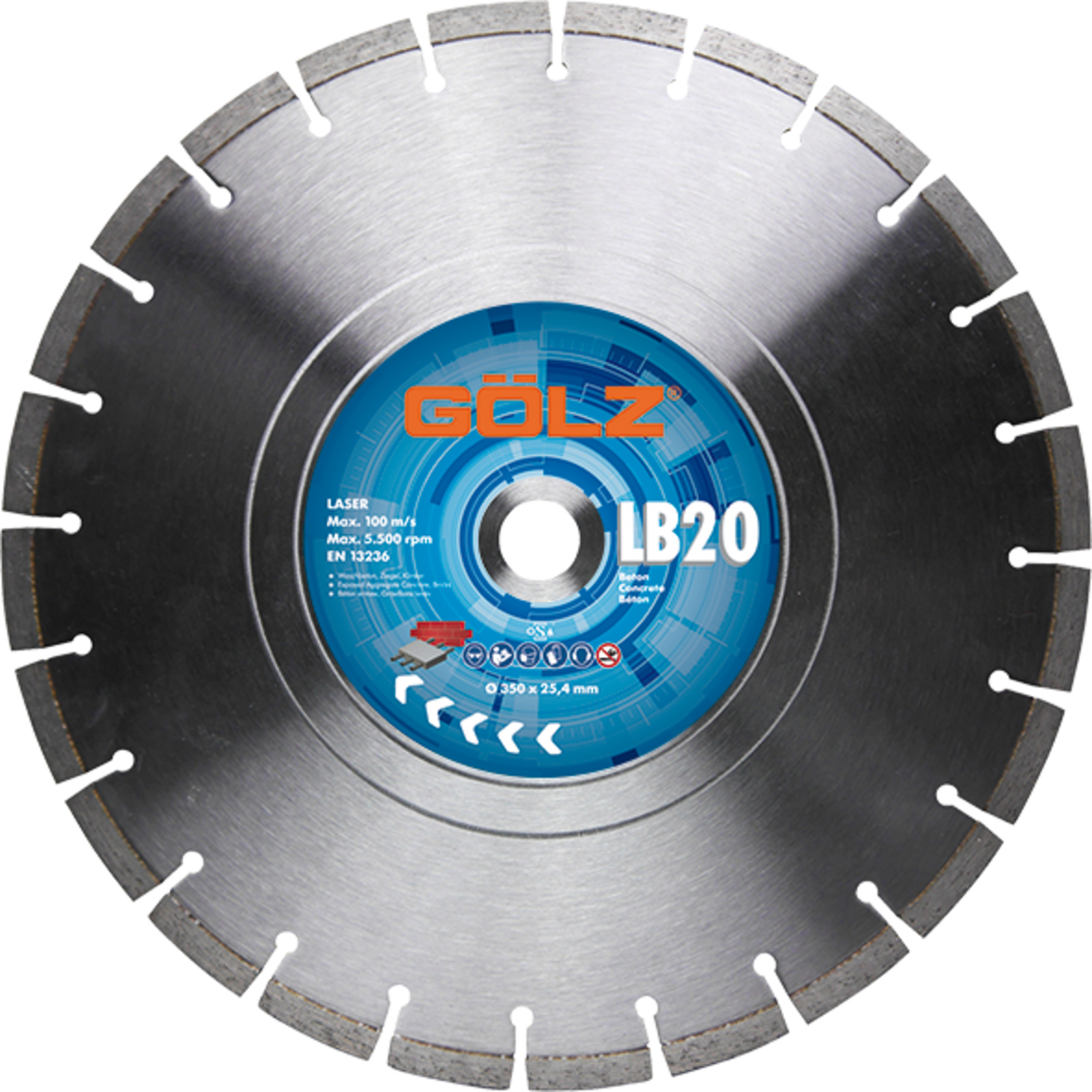 Disque diamant béton 400 mm alésage 25,4 mm segments 10 mm LB-20 GOLZ - LB20401
