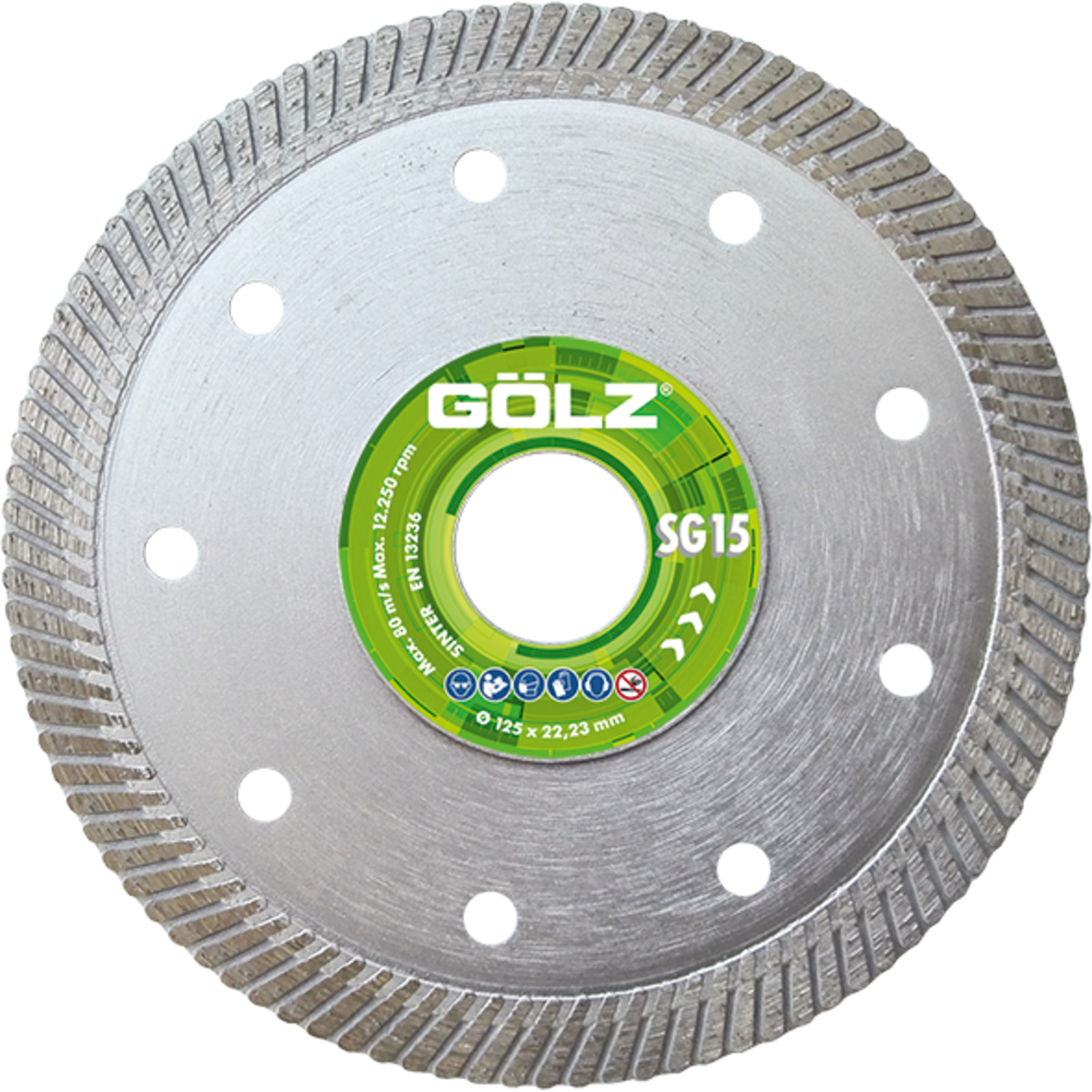 Disque diamant grès cérame 115 mm alésage 22,2 mm segments 10 mm SG15 GOLZ - SG15115