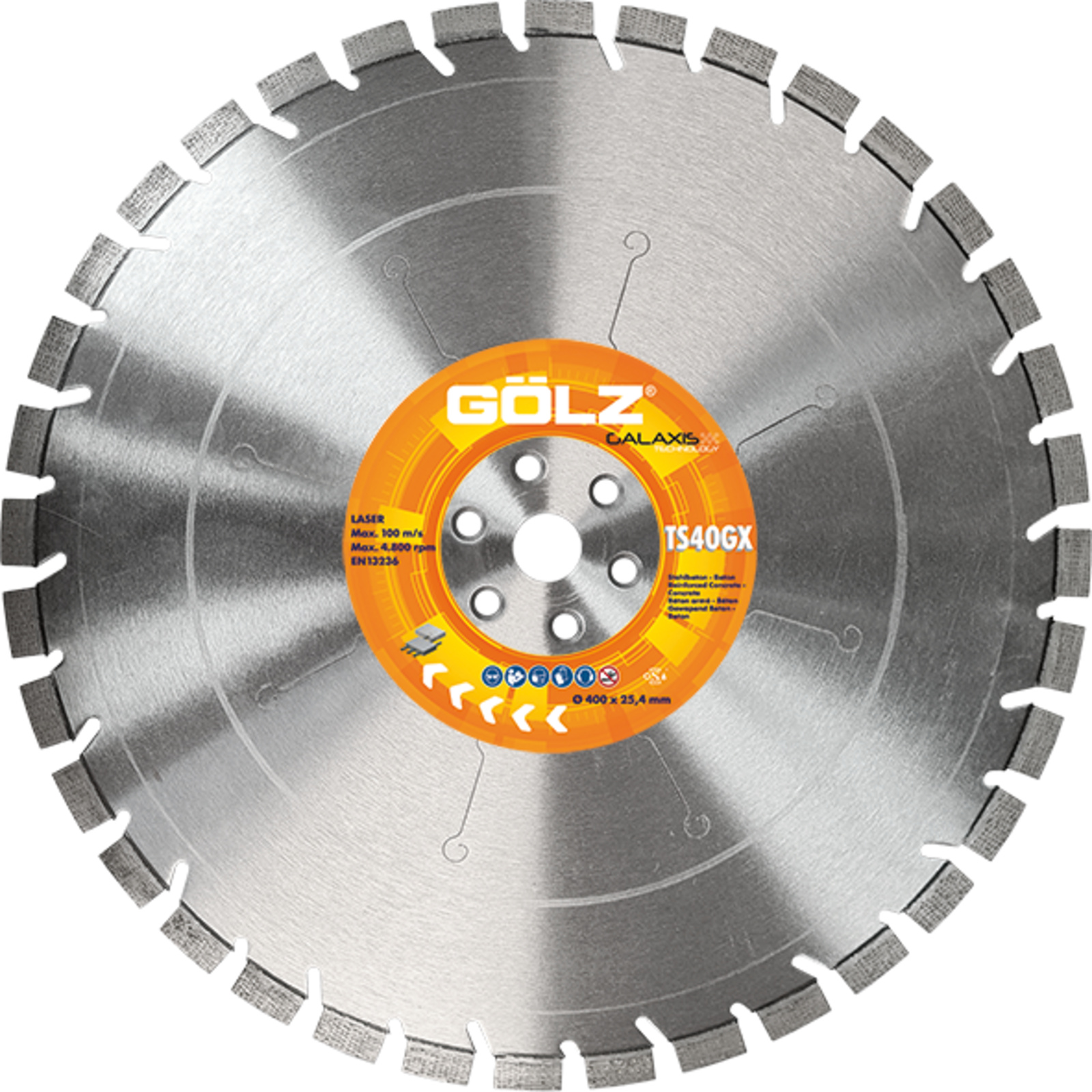 Disque diamant béton 267 mm alésage 25,4 mm segment 12 mm turbo TS40GX GOLZ - TS40GX 267