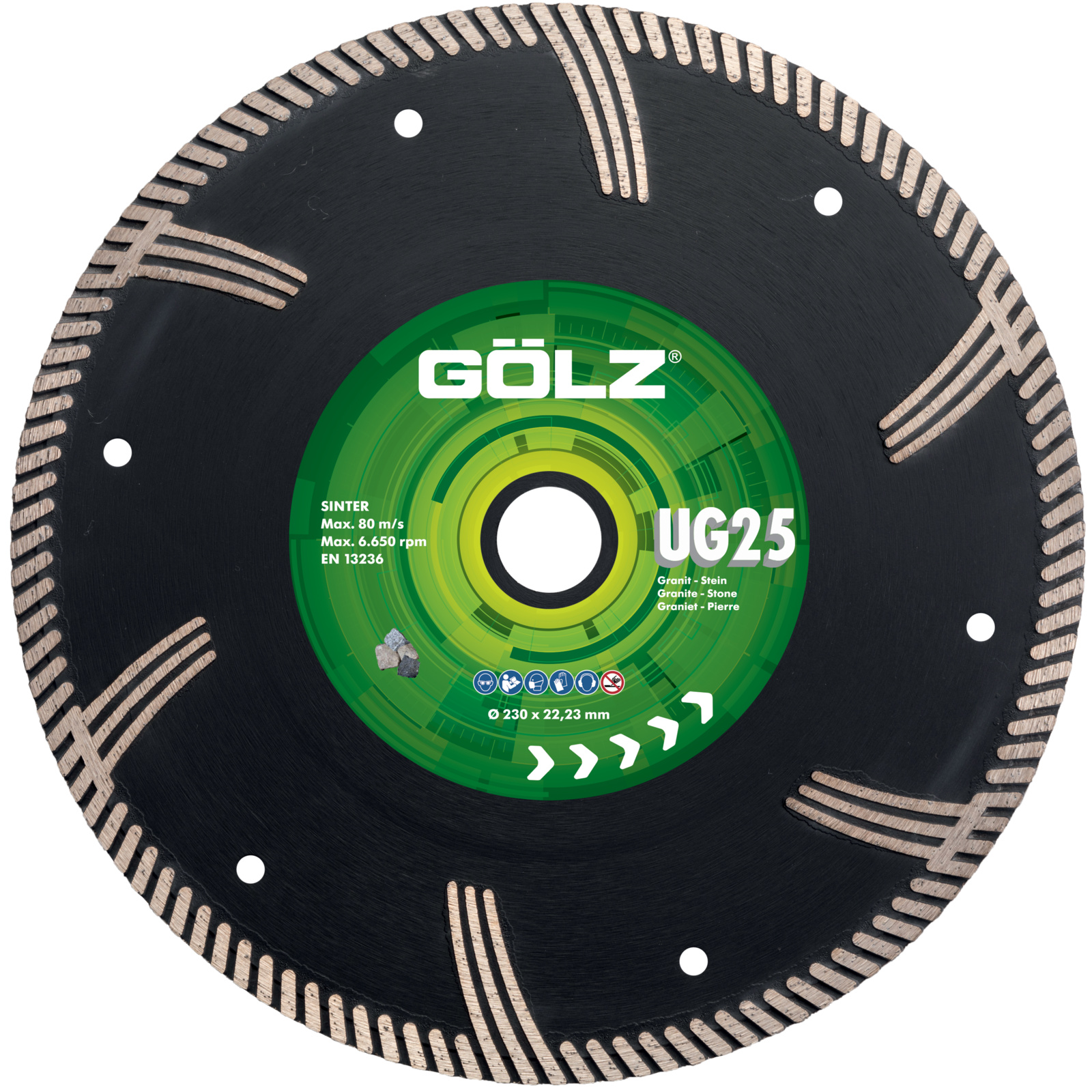 Disque diamant granit turbo 350 mm alésage 20 mm UG25 GOLZ - UG25350