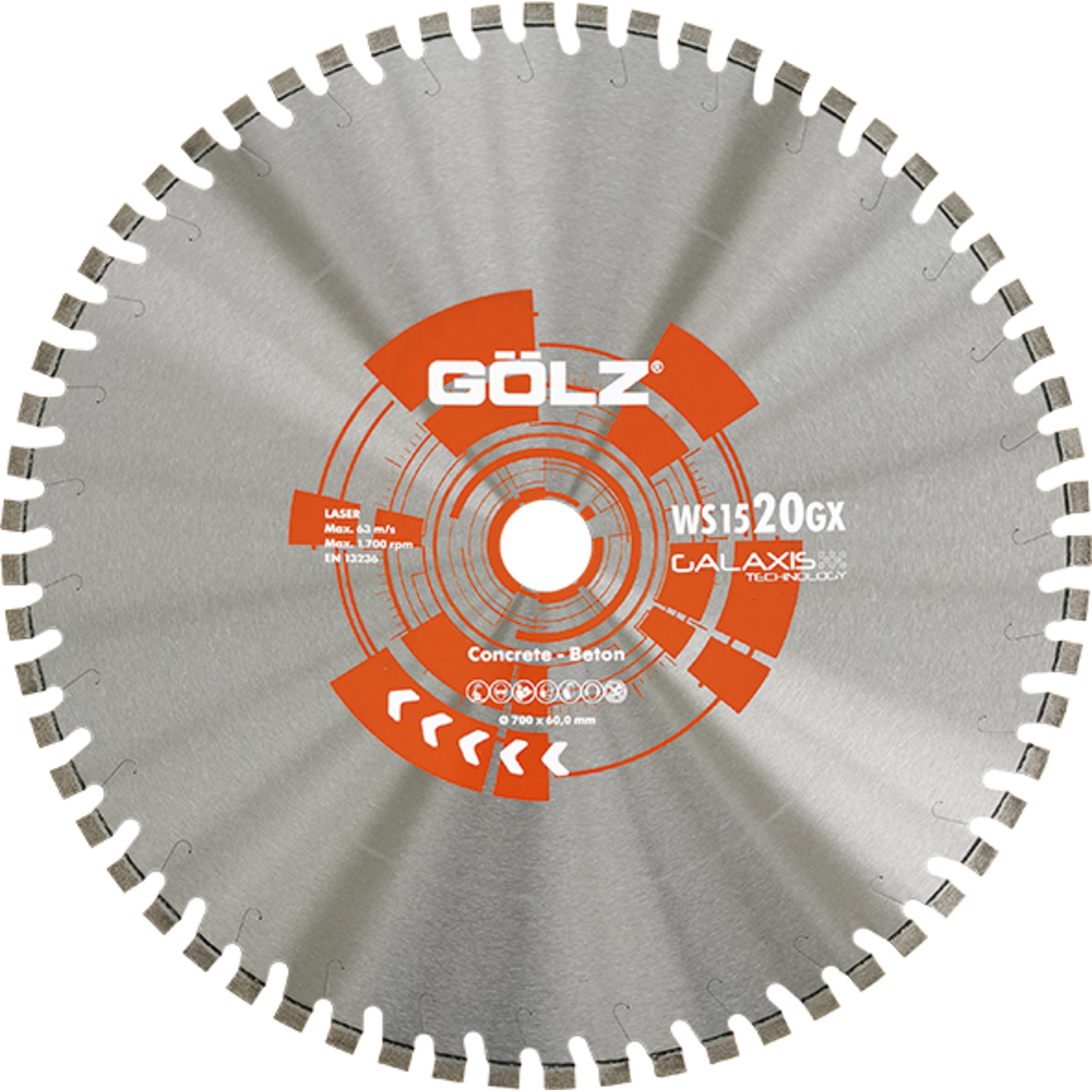 Disque diamant béton armé Ø800 mm Epaisseur 4,8 mm alésage 60 mm WS1520GX GOLZ - WS1520GX80048