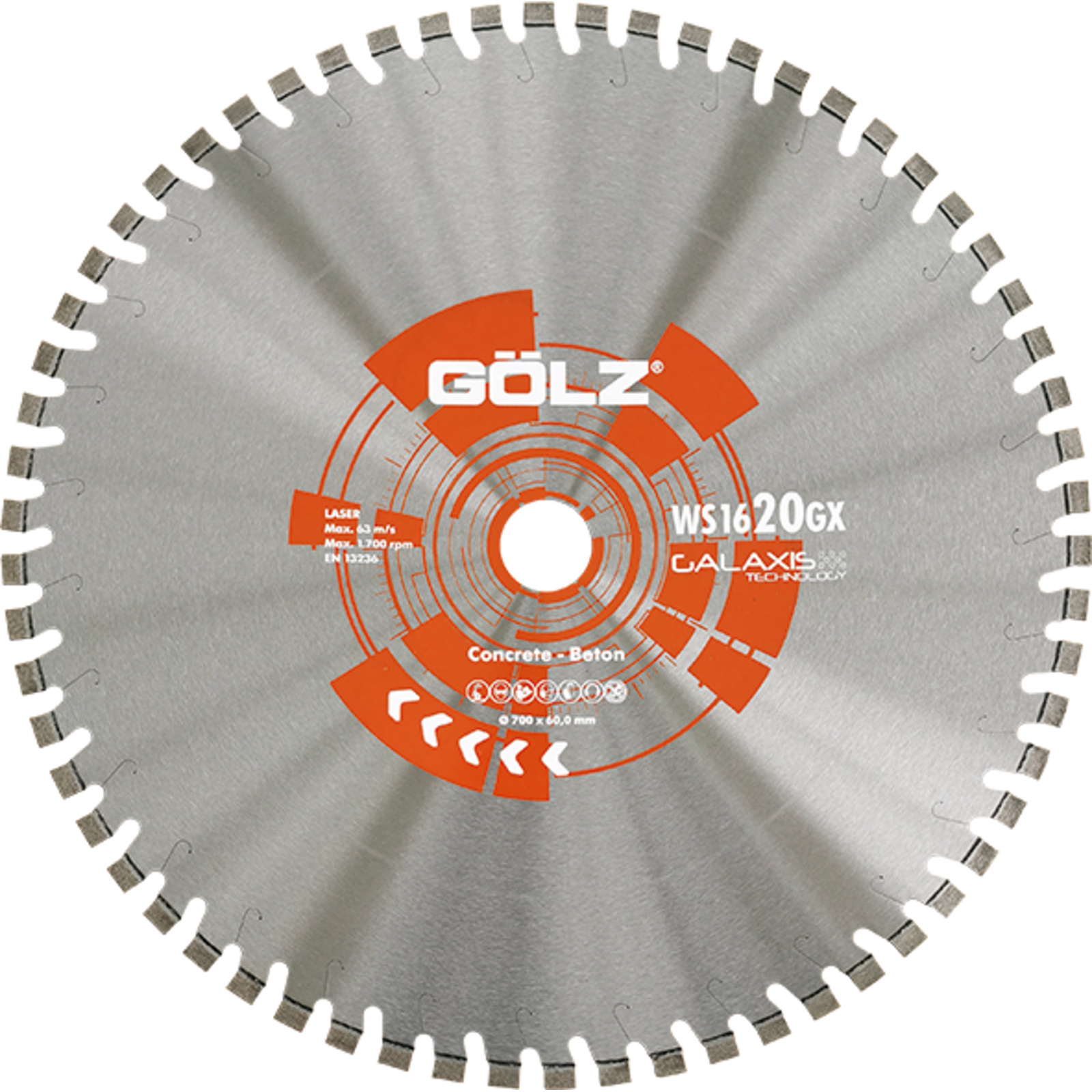 Disque diamant béton silex Ø800 mm Ep 4,8 mm segments 14 mm WS1620GX GOLZ - WS1620GX80048