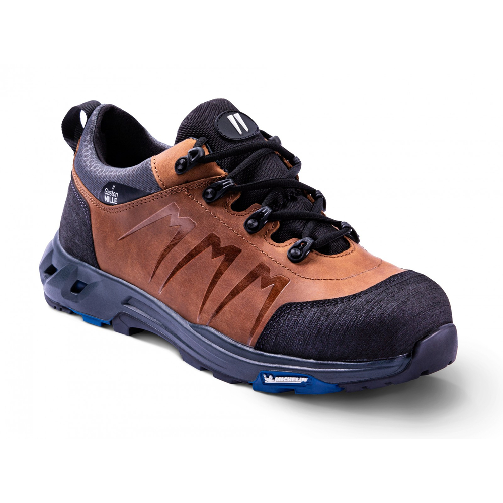 Basket basse de sécurité marron GASTON MILLE pour homme maçon BTP Addict brown s3 hro src hi ci - ADBM3