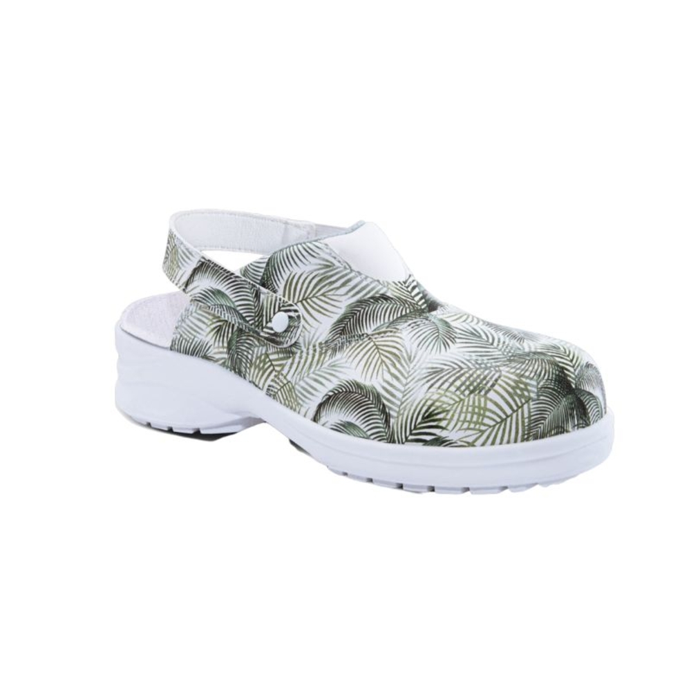 Chaussures basses de sécurité AZALEE JUNGLE SB E A SR blanches/motif vert - GASTON MILLE - AZJU1