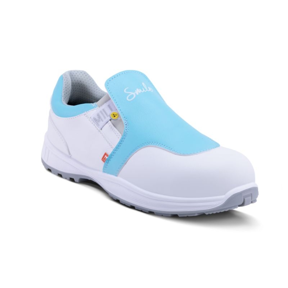 Chaussures basses de sécurité MOON S2 SRC ESD blanches/bleues - GASTON MILLE - MHBE2