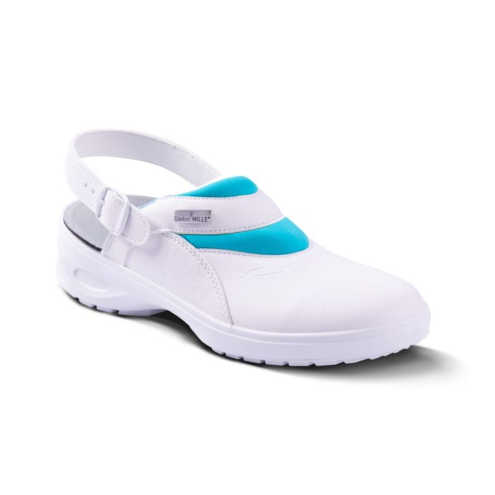 Sabot de sécurité AMARYLLIS OB E A WRU SRC blanches/bleues - GASTON MILLE - SAMA9