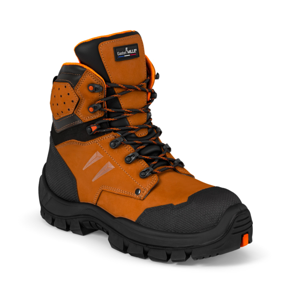 Chaussures hautes de sécurité SCRAPPER TECH MARRON S3L HI CI HRO FO LG SR oranges/noires - GASTON MILLE - STHM3