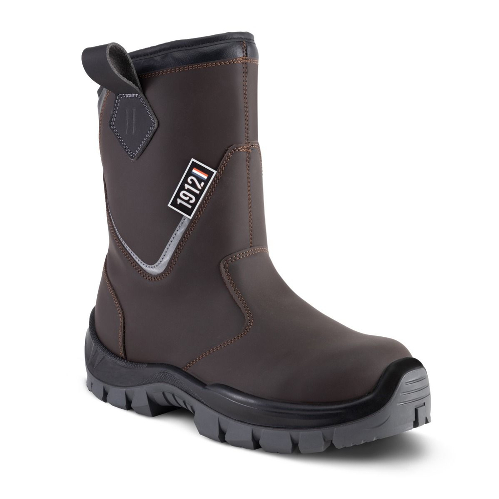 BOTTES DE SECURITE GASTON MILLE UNITAN CUIR ROBUSTE BTP CHANTIER S3 HI CI FO LG SR - UOMA3