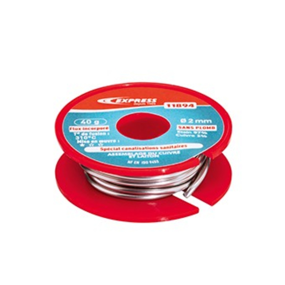 Soudure étain 97 % d’étain 3 % cuivre sans plomb 40g D2 mm rouleaux GUILBERT EXPRESS - 11894
