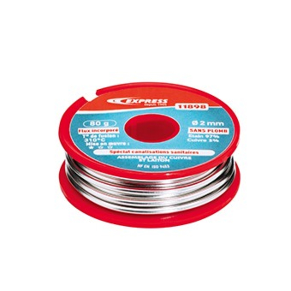 Bobine Soudure 97% Étain SS PB - fil 2mm 80g GUILBERT EXPRESS - 11898