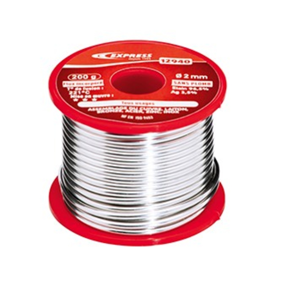 Soudure étain 96,5 % d’étain 3,5 % Argent sans plomb 200g D2 mm rouleaux GUILBERT EXPRESS - 12940