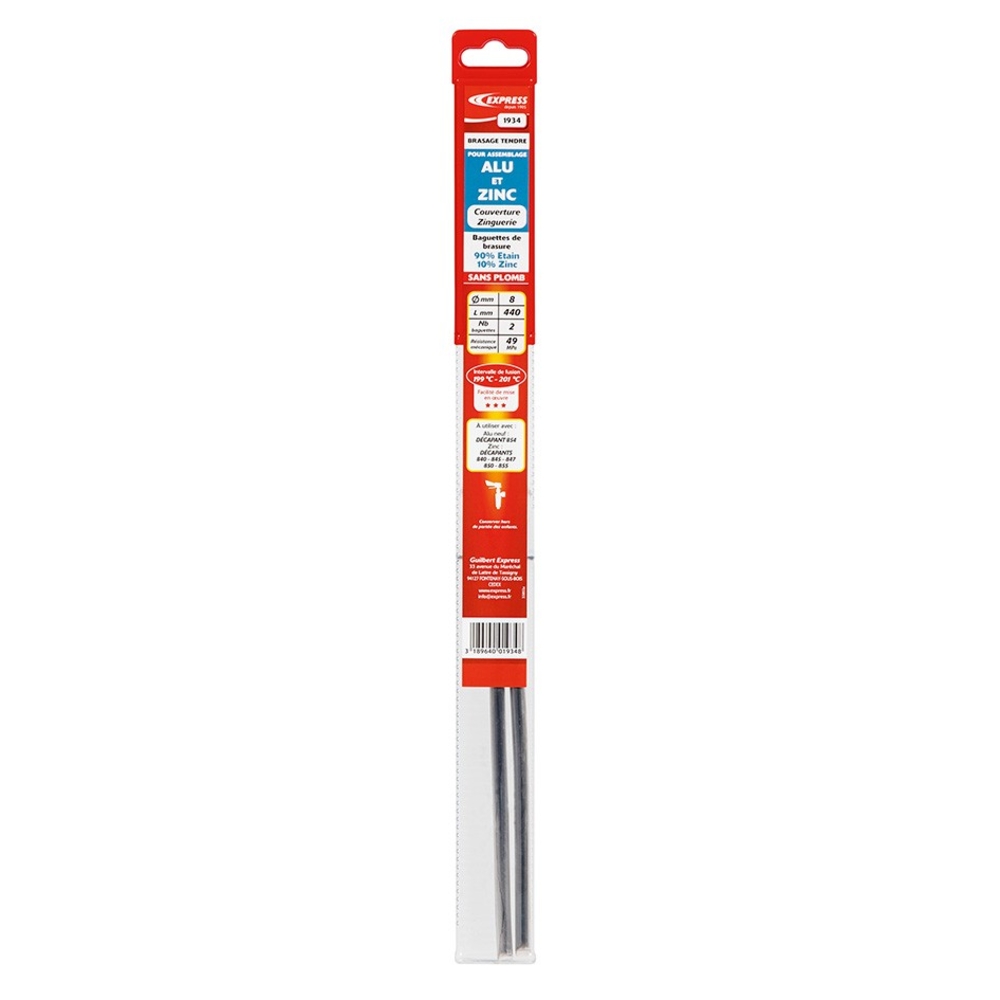 Targettes Sans Plomb, 90% Etain, 10 % Zinc D8, Long 440mm, Sous Coques x2 GUILBERT EXPRESS - 1934
