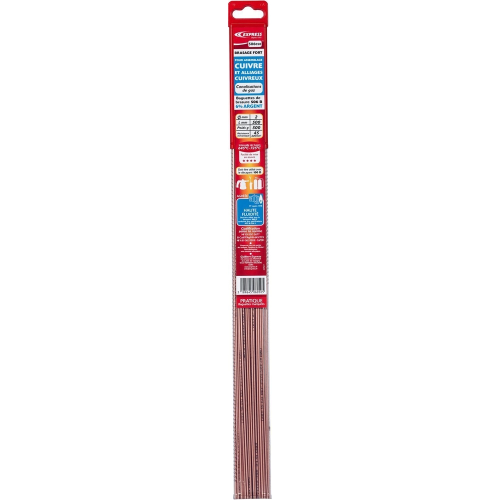 BAGUETTES DE BRASURE CUIVRE PH 6% ARGENT AGRÉE ATG (GDF) - EXPRESS - 506050