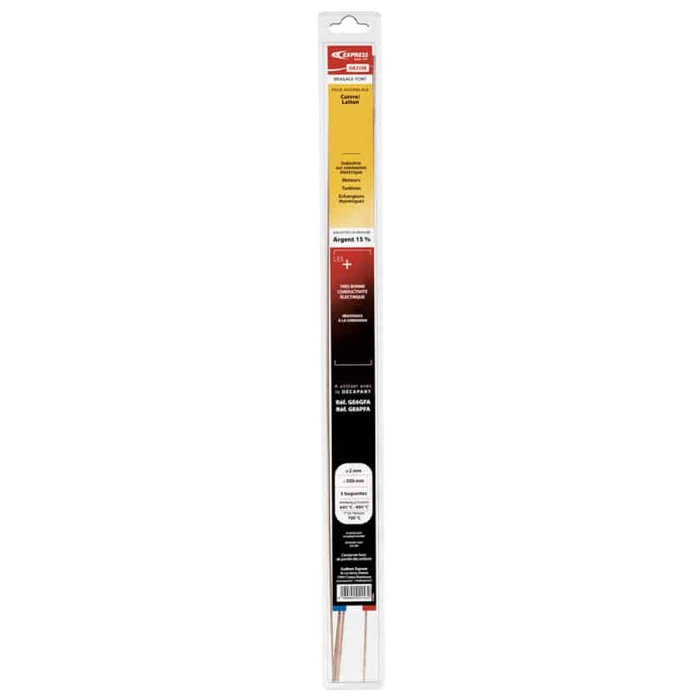 Baguettes de brasure 15 % argent D2 mm l 500 mm - lot de 5 - EXPRESS - GE215E