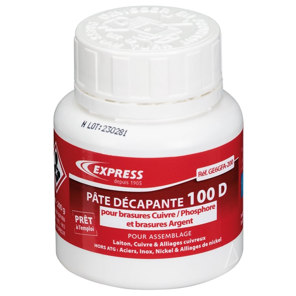 Pâte Décapante Flacon 200g 100D sans acide borique pour brasure CuPh Ag GUILBERT EXPRESS - GE6GFA-200