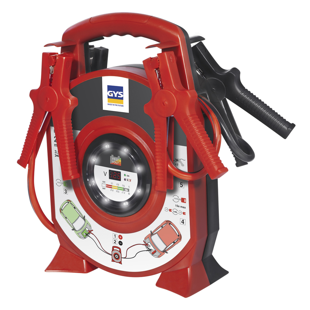 CÂBLES DÉMARRAGE ENROULEUR 350A - 2x3,5m - Ø 25mm² - Pinces Isolées - GYS - 027695