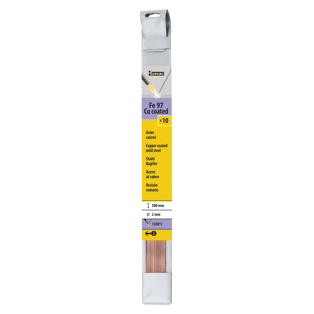 10 BAGUETTES ACIER CUIVRE Ø 2mm - L. 500mm - GYS - 047174