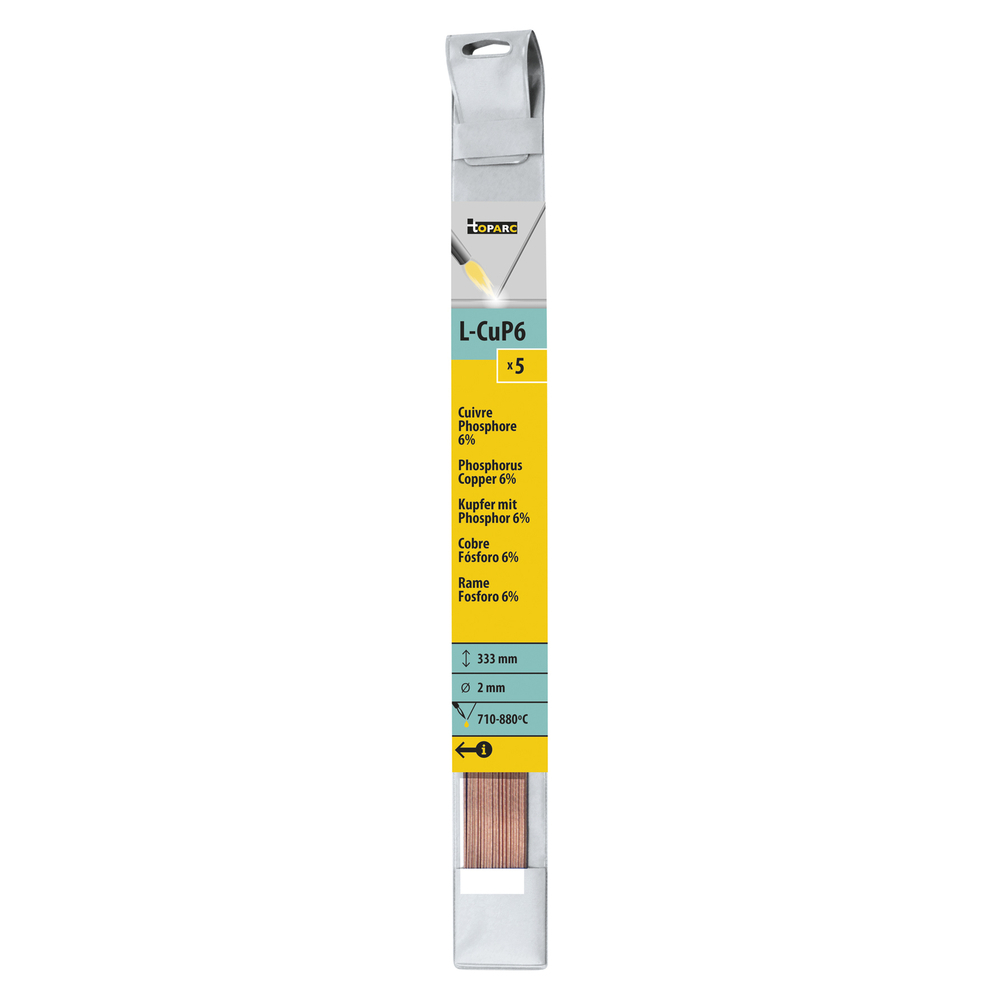 5 BAGUETTES CUIVRE PHOSPHORE 6% Ø 2mm - L. 333mm - GYS - 047181