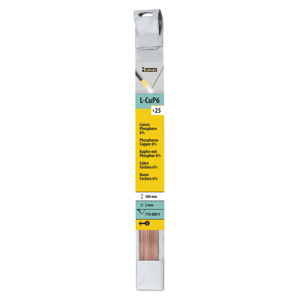 25 BAGUETTES CUIVRE PHOSPHORE 6% Ø 2mm - L. 500mm - GYS - 047204